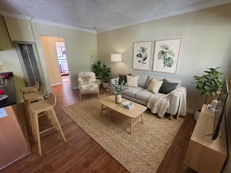 Living room furnished (virtually staged)